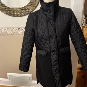 Ann Taylor Loft XS petite Button-Up Coat wFleece Panel new wore twice black